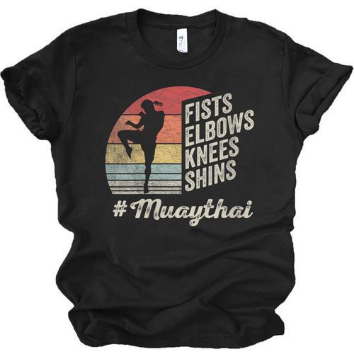 Women's Muay Thai Martial Arts Fighter Retro Vintage Sunset Graphic Unisex Jersey T-Shirt - Nak Muay Co.