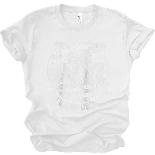 American Drummer Vintage Drum Kit With a Distressed USA Flag Raglan Baseball Tee Unisex Jersey T-Shirt - Downbeat Supply