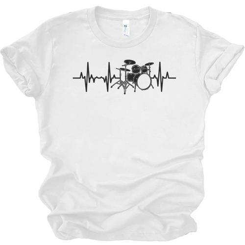 Drum Kit Pulse Line Rock Artist Drum Set Comfort Colors Adult Sweatshirt Unisex Jersey T-Shirt - Downbeat Supply