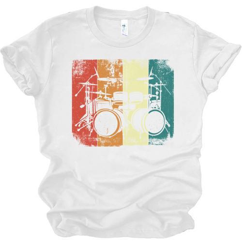 Drumset Cool Retro Vintage Drum Kit Drummer Music Percussion Unisex Jersey T-Shirt - Downbeat Supply