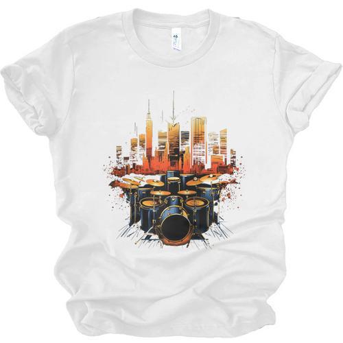 Drumset Drum Kit Music Drummer Drumming Raglan Baseball Tee Unisex Jersey T-Shirt - Downbeat Supply