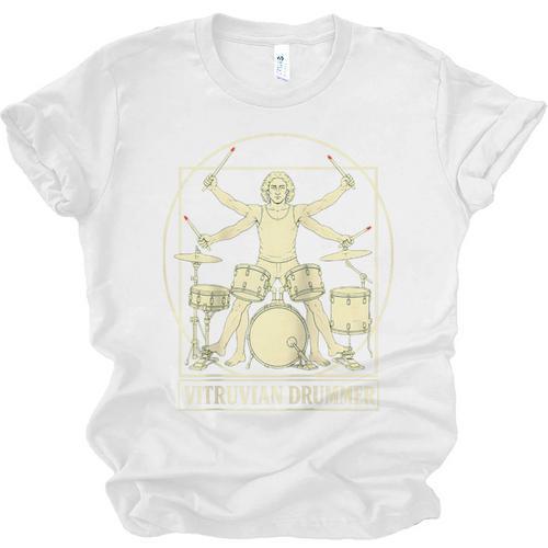 Vitruvian Drummer Drum Kit Music Lover Musician Men Raglan Baseball Tee Unisex Jersey T-Shirt - Downbeat Supply
