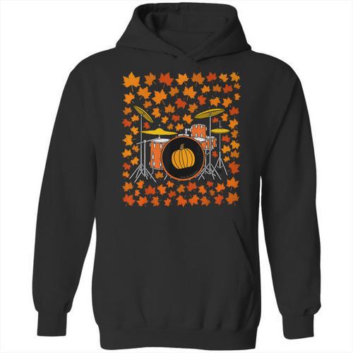 Drum Kit With Leaves Fall Drummer Autumn Musician Unisex Hoodie - Downbeat Supply