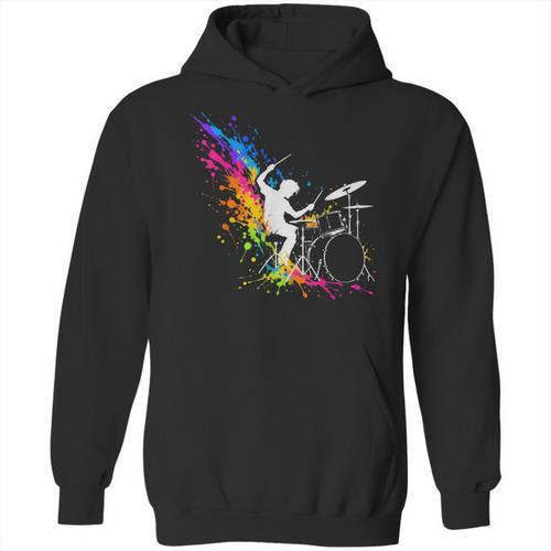 Drummer Silhouette Drum Kit Splatter Art Unisex Hoodie - Downbeat Supply