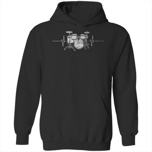 ECG Heartbeat Music Lovers Drumsticks Drum Kit Unisex Hoodie - Downbeat Supply
