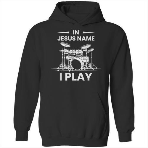 In Jesus Name I Play Drummer Drum Kit Unisex Hoodie - Downbeat Supply