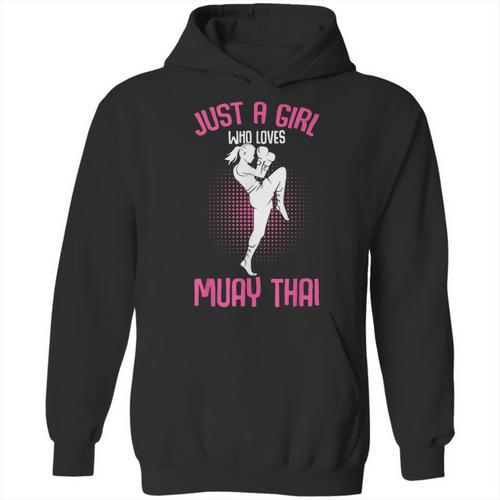 Just a Girl Who Loves Muay Thai Kids Girls Unisex Hoodie - Nak Muay Co.