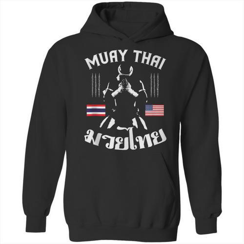 Muay Thai American Flag Martial Arts Thai Boxing Coach Unisex Hoodie - Nak Muay Co.