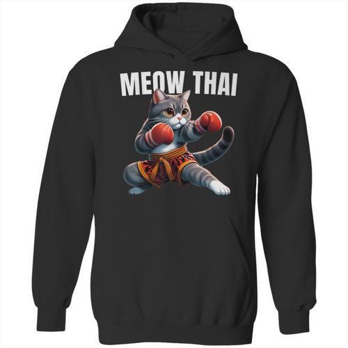 Muay Thai Cat Meow Thai Boxing Martial Art Kids Unisex Hoodie - Nak Muay Co.