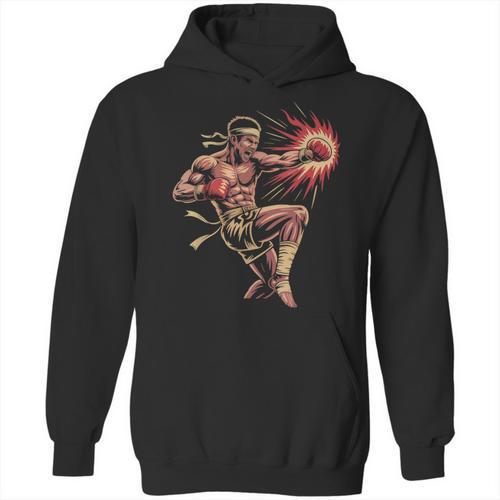 Muay Thai Fighter Southpaw Stance Minimal Silhouette Clean Unisex Hoodie - Nak Muay Co.