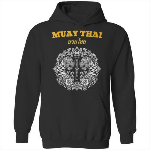 Sak Yant Muay Thai Art Tattoo Twin Tiger Kickboxing Thailand Unisex Hoodie - Nak Muay Co.