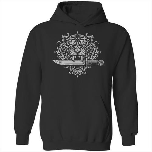 Sak Yant Muay Thai MMA Tattoo Tiger Head Knife Martial Art Unisex Hoodie - Nak Muay Co.