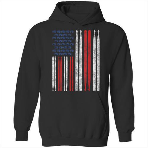 USA Flag Drumsticks Drum Kit Unisex Hoodie - Downbeat Supply