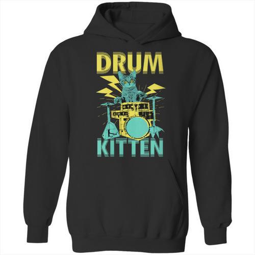 Women's Cute Drummer Cat Drum Kitten Unisex Hoodie - Downbeat Supply