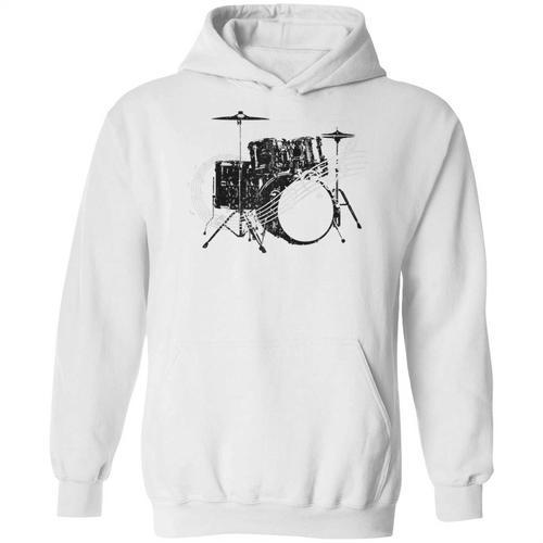 Drum Kit Drummer Band Musical Instrument Rock Music Raglan Baseball Tee Unisex Hoodie - Downbeat Supply