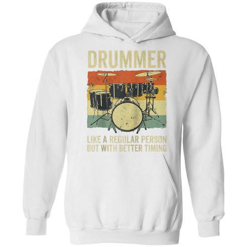 Drummer Better Timing Retro Vintage Sunset Drum Kit Graphic Raglan Baseball Tee Unisex Hoodie - Downbeat Supply
