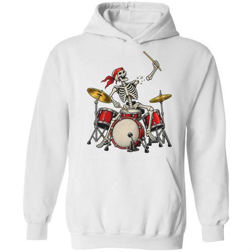 Skeleton Drummer Skull Drum Kit Halloween Raglan Baseball Tee Unisex Hoodie - Downbeat Supply