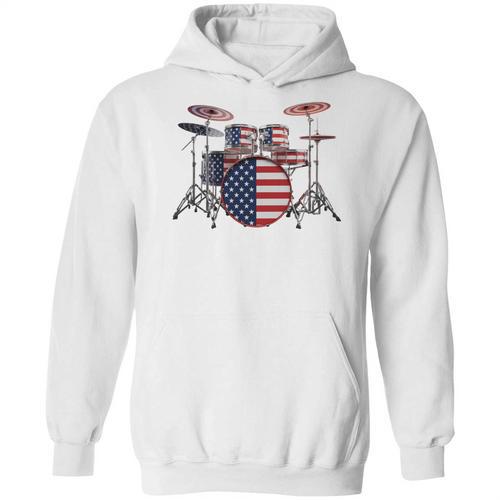 USA Patriotic Drum Kit American Flag Drum Set Unisex Hoodie - Downbeat Supply