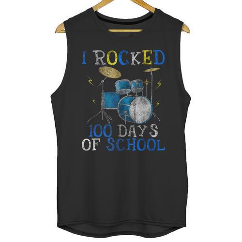 100th Day Of School T Shirt Happy 100 Days Drum Kit Music Unisex Tank Top - Downbeat Supply