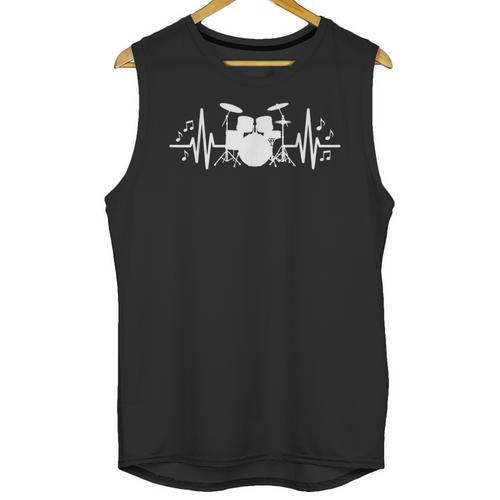 Drum Kit Heartbeat Drummer Music Lover EKG Pulse Set Note Unisex Tank Top - Downbeat Supply
