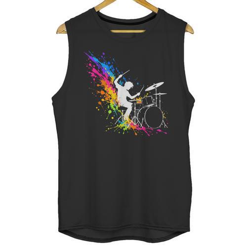 Drummer Silhouette Drum Kit Splatter Art Unisex Tank Top - Downbeat Supply