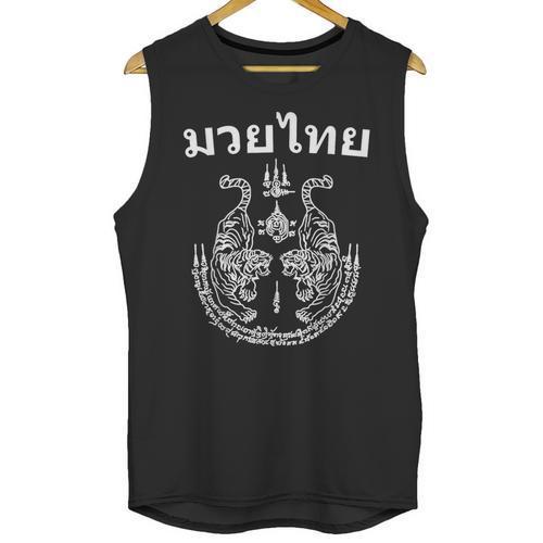 Muay Thai Language Sak Yant Art Tattoo Twin Tiger Kickboxing Unisex Tank Top - Nak Muay Co.
