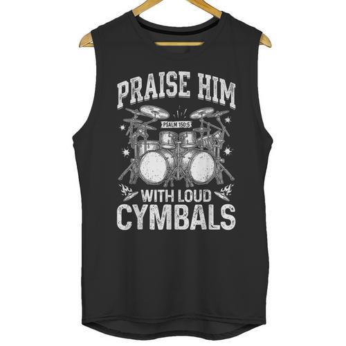 Praise Him With Loud Cymbals Psalm 150-5 Vintage Drum Kit Unisex Tank Top - Downbeat Supply
