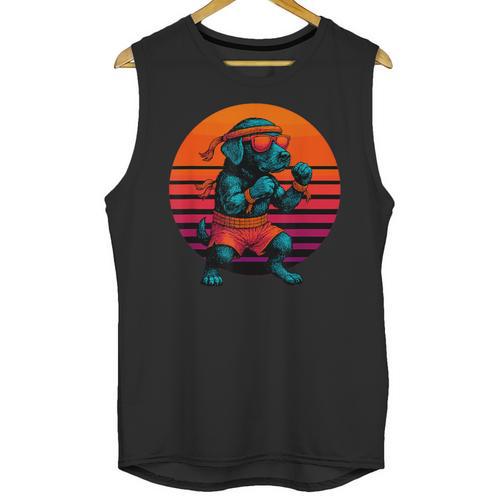 Retro Dog With Gloves Muay Thai Fighter Unisex Tank Top - Nak Muay Co.