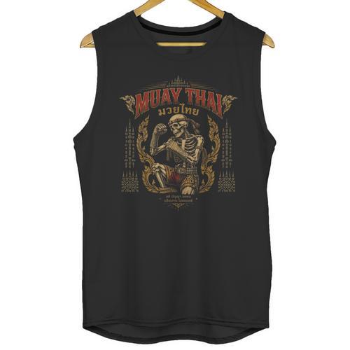 Retro Muay Thai Shorts Thai Boxing Fighter Style Skeleton Unisex Tank Top - Nak Muay Co.