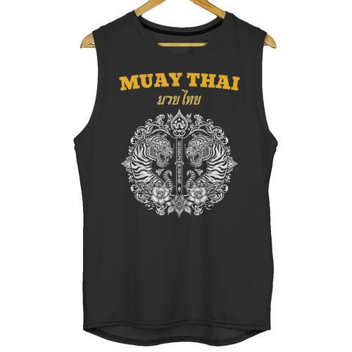 Sak Yant Muay Thai Art Tattoo Twin Tiger Kickboxing Thailand Unisex Tank Top - Nak Muay Co.