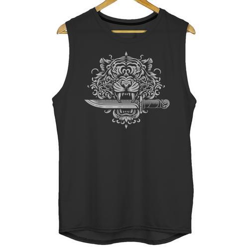 Sak Yant Muay Thai MMA Tattoo Tiger Head Knife Martial Art Unisex Tank Top - Nak Muay Co.