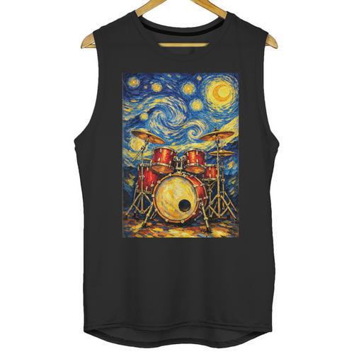 Starry Night Drum Kit Van Gogh Style Art Unisex Tank Top - Downbeat Supply