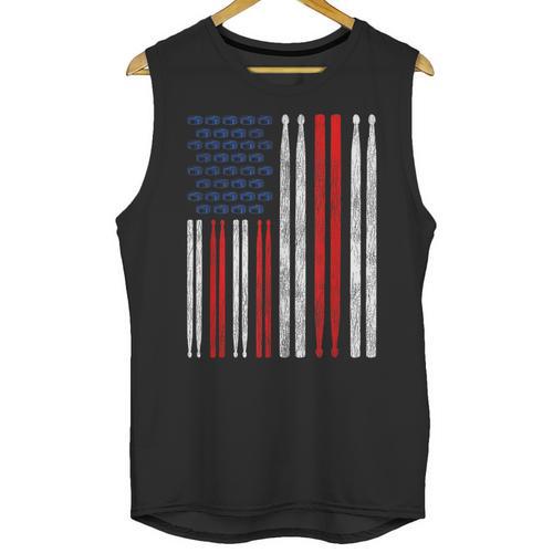 USA Flag Drumsticks Drum Kit Unisex Tank Top - Downbeat Supply