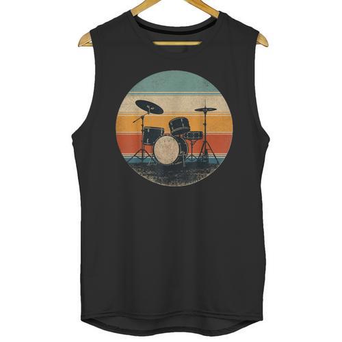 Vintage Drum Kit Silhouette Retro Music Unisex Tank Top - Downbeat Supply