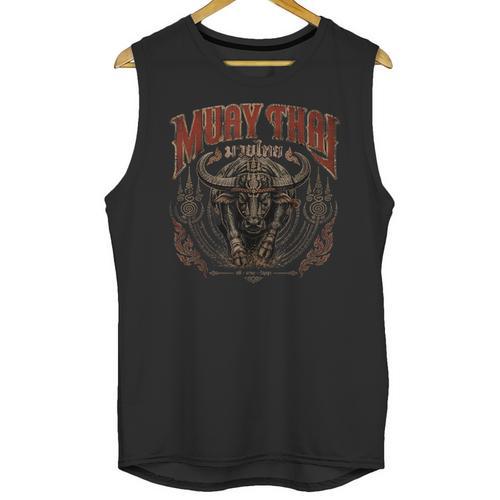Vintage Muay Thai Trainer Thai Boxing Coach Art Buffalo Unisex Tank Top - Nak Muay Co.