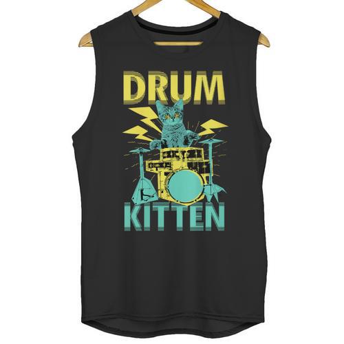 Women's Cute Drummer Cat Drum Kitten Unisex Tank Top - Downbeat Supply