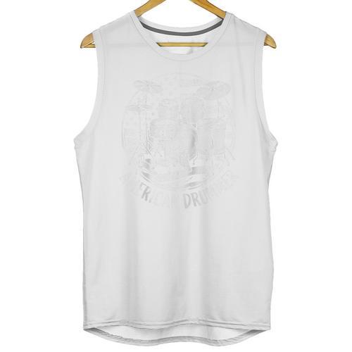 American Drummer Vintage Drum Kit With a Distressed USA Flag Raglan Baseball Tee Unisex Tank Top - Downbeat Supply