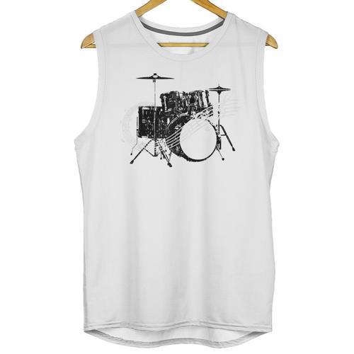 Drum Kit Drummer Band Musical Instrument Rock Music Raglan Baseball Tee Unisex Tank Top - Downbeat Supply