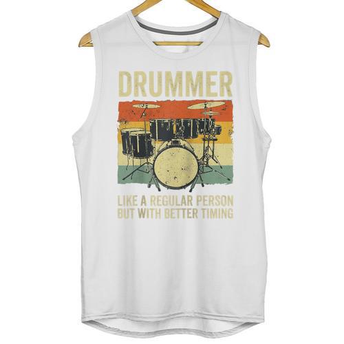 Drummer Better Timing Retro Vintage Sunset Drum Kit Graphic Raglan Baseball Tee Unisex Tank Top - Downbeat Supply