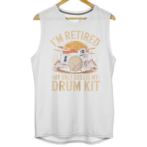 I'm Retired My Only Boss Is My Drum Kit Drums Drummer Raglan Baseball Tee Unisex Tank Top - Downbeat Supply