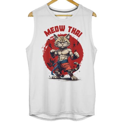 Meow Thai Funny Muay Thai And Cats Lover Unisex Tank Top - Nak Muay Co.