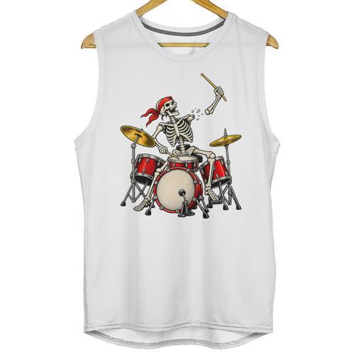 Skeleton Drummer Skull Drum Kit Halloween Raglan Baseball Tee Unisex Tank Top - Downbeat Supply