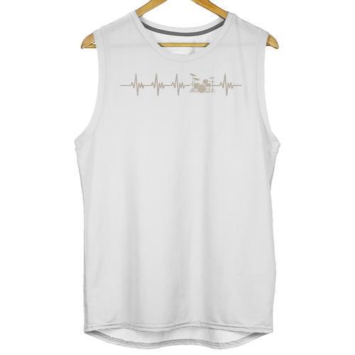 Vintage Drum Kit Heartbeat Graphic For Drummers Unisex Tank Top - Downbeat Supply