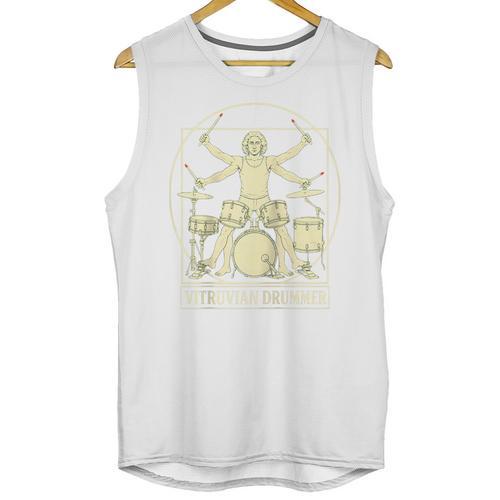 Vitruvian Drummer Drum Kit Music Lover Musician Men Raglan Baseball Tee Unisex Tank Top - Downbeat Supply