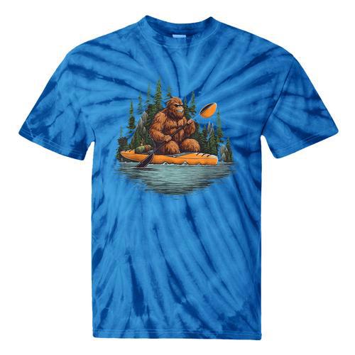 Bigfoot Kayak Paddling Lake Canoe Bigfoot Sasquatch Kayaking Tie-Dye T-Shirts - Paddle Life