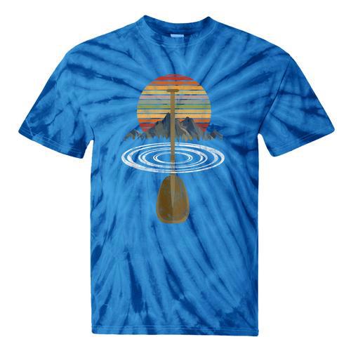 Vintage Retro Canoe Paddle & Mountains Rafting Tie-Dye T-Shirts - Paddle Life