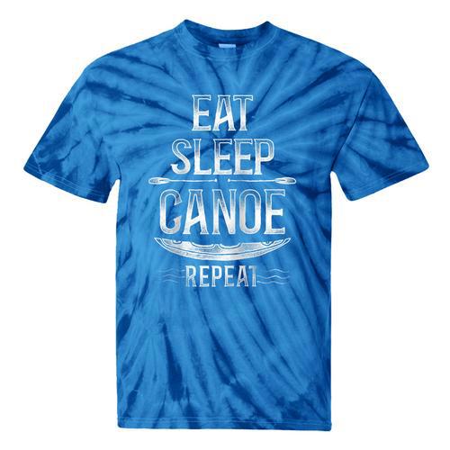 Canoe Canoeing Vintage Eat Sleep Canoe Repeat Raglan Baseball Tee Tie-Dye T-Shirts - Paddle Life