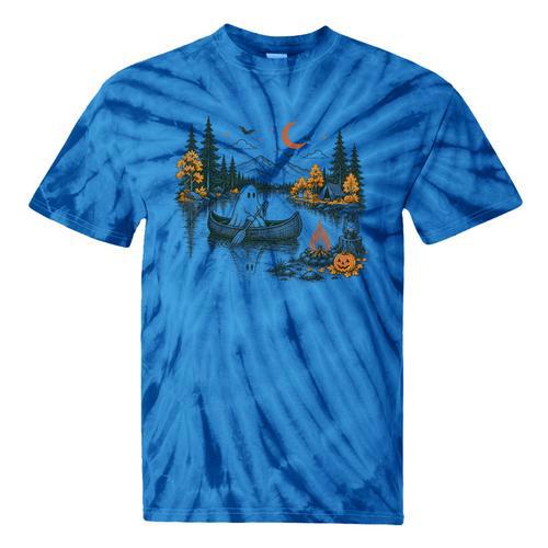 Canoe Ghost Camping Ghost Lake Halloween Spooky Fall Camping Tie-Dye T-Shirts - Paddle Life