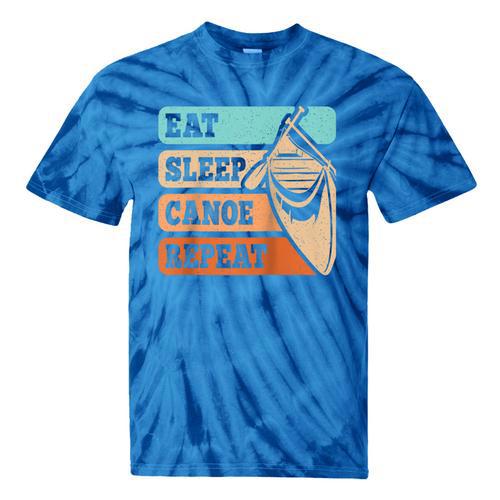 Eat Sleep Canoe Repeat Vintage Canoeing Canoeist Men Boys Raglan Baseball Tee Tie-Dye T-Shirts - Paddle Life
