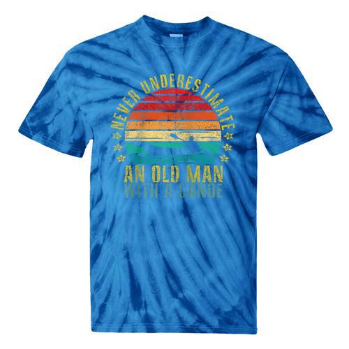 Never Underestimate An Old Man With a Canoe Retro Raglan Baseball Tee Tie-Dye T-Shirts - Paddle Life